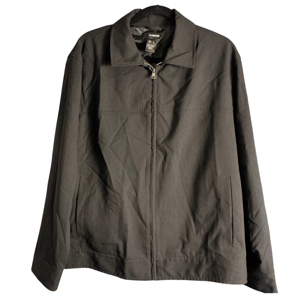 Claiborne Black Full Zip Jacket Men's Large Casual Work Outerwear